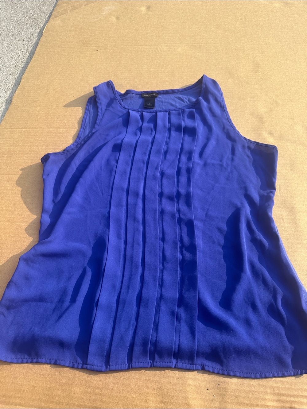 Sleeveless Pleated Front Shell Top - Blue